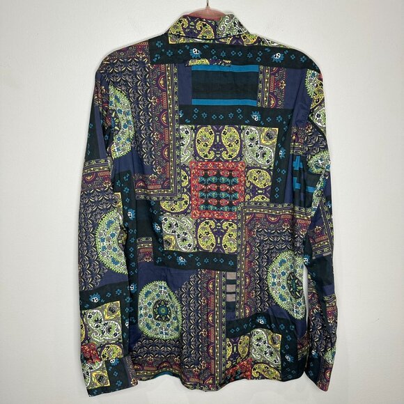 Signum Button Up Long Sleeve Shirt Fun Print Geometric Size Medium - Picture 8 of 8